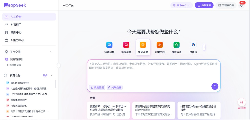 Leapseek AI 工作台界面预览